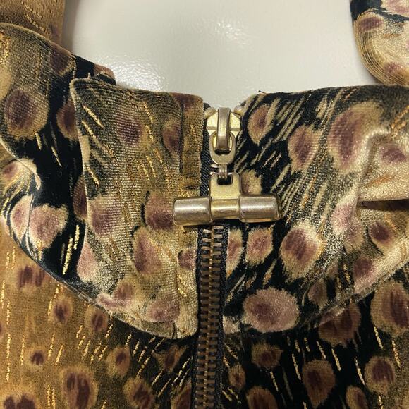 Silver Threads Jacket 1X Zip Up Animal Print Metallic Threads Metal Zipper - Picture 6 of 8